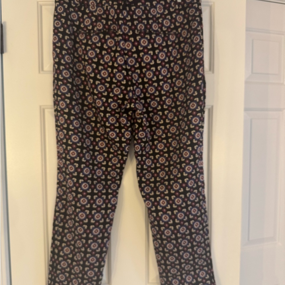 Ann Taylor Navy Cropped Printed Ankle Pants - Picture 2 of 8